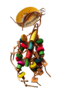 [000000002188] Wood Parrot Toy with Leather Ropes 38*13cm