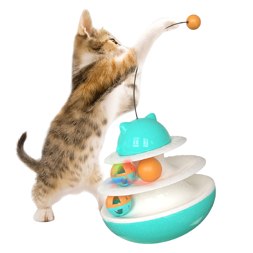 cat toy ball turntable circle with catnip, Green
