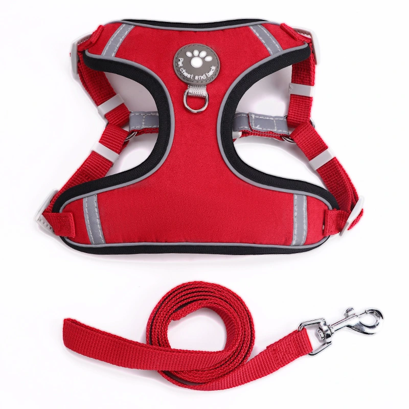 Pet Dog Cat Harness Leash Set - Red M size, L120cm*W1.5cm