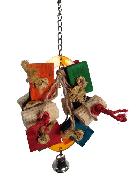  لعب الطيور الخشبية الملونة مع الجرس