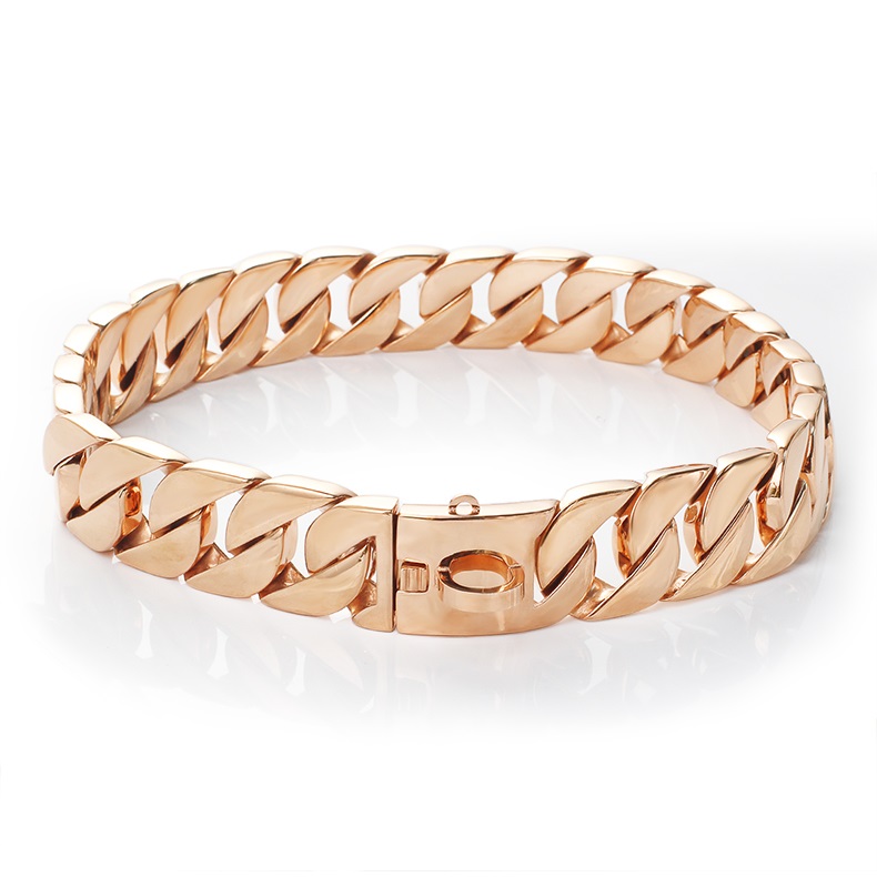 Rosegold Color strong metal dog chain collar w:3.2cm, l:60cm