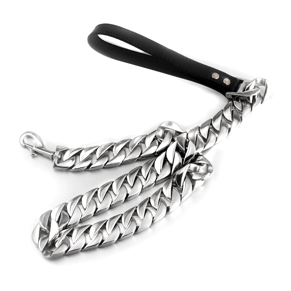 Training Silver Steel Chain leash 3.2cm45cm+handle 10cm