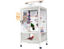 [690023601] Transparent Parrot Cage with upper stand 60*60*161
