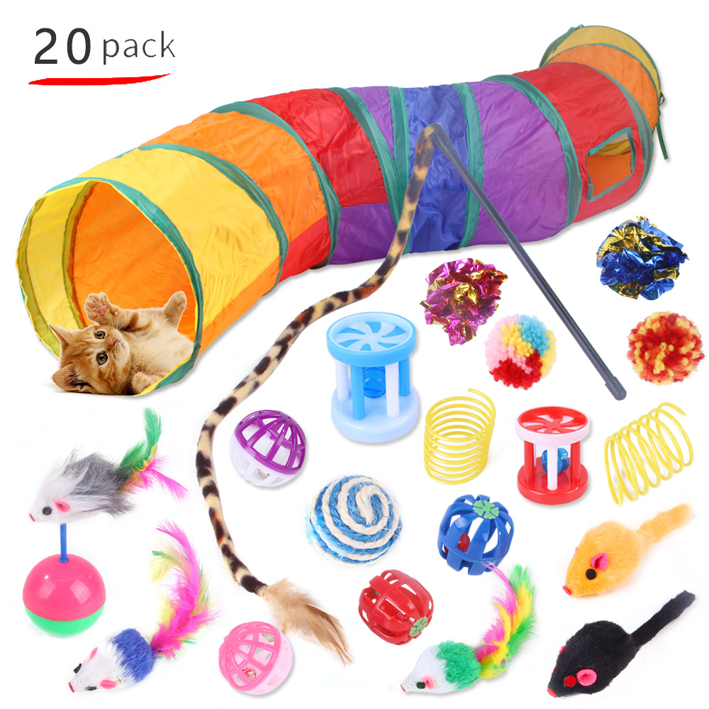 Tunnel with Wand 20pcs Cat Toy