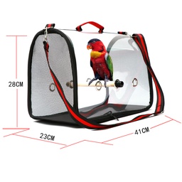 [69041023028RD] Red Portable Transparent Bird Travel Carrier size: L41*W23*H28cm