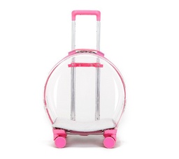 [6942502513NPK] No Door Transparent Pet Trolley Case Pink