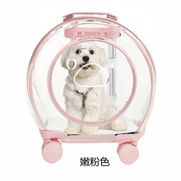 [6942502513WLPK] With Door Transparent Pet Trolley Case Light Pink