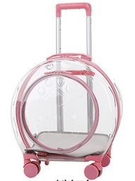 [6942502513WPK] With Door Transparent Pet Trolley Case Pink