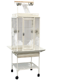 [69008024] White Parrot Cage with upper stand 61*51*168